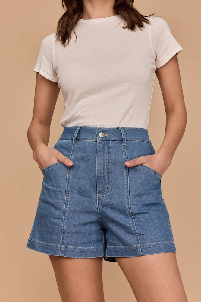 Frock Me Out Denim High Waisted Shorts - Vintage Wash