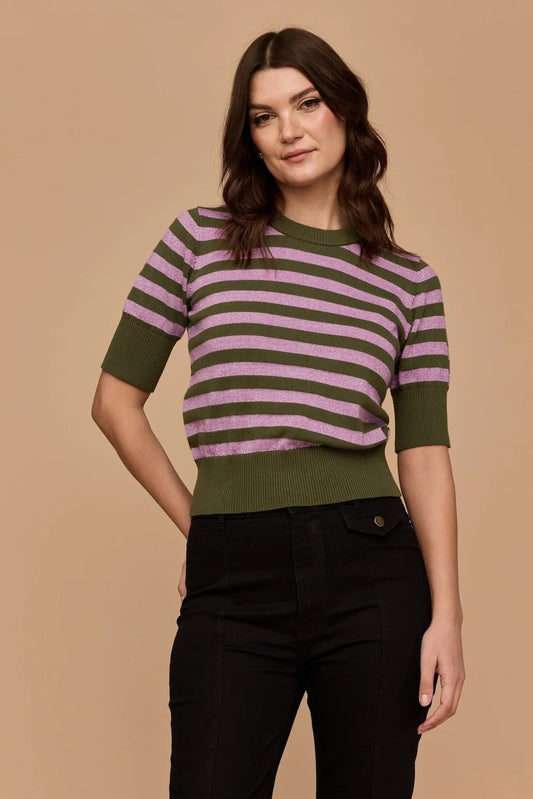 Frock Me Out Stripe Knit - Khaki & Disco Lilac