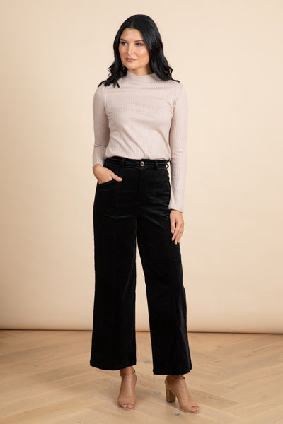 Frock Me Out Black Velvet High Waisted Pants