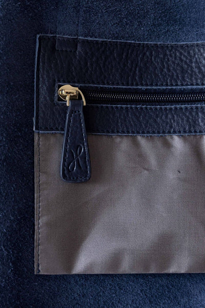 Detail of Hoopla Small Zip Up Tote in Navy