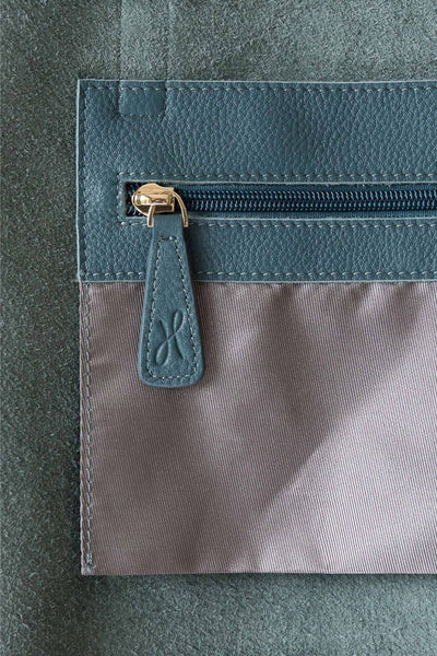 Detail of Hoopla Small Zip Up Tote in Teal