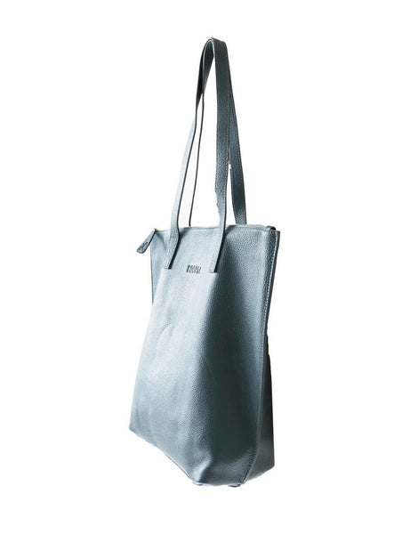 Side View of Hoopla Small Zip Up Tote in Teal