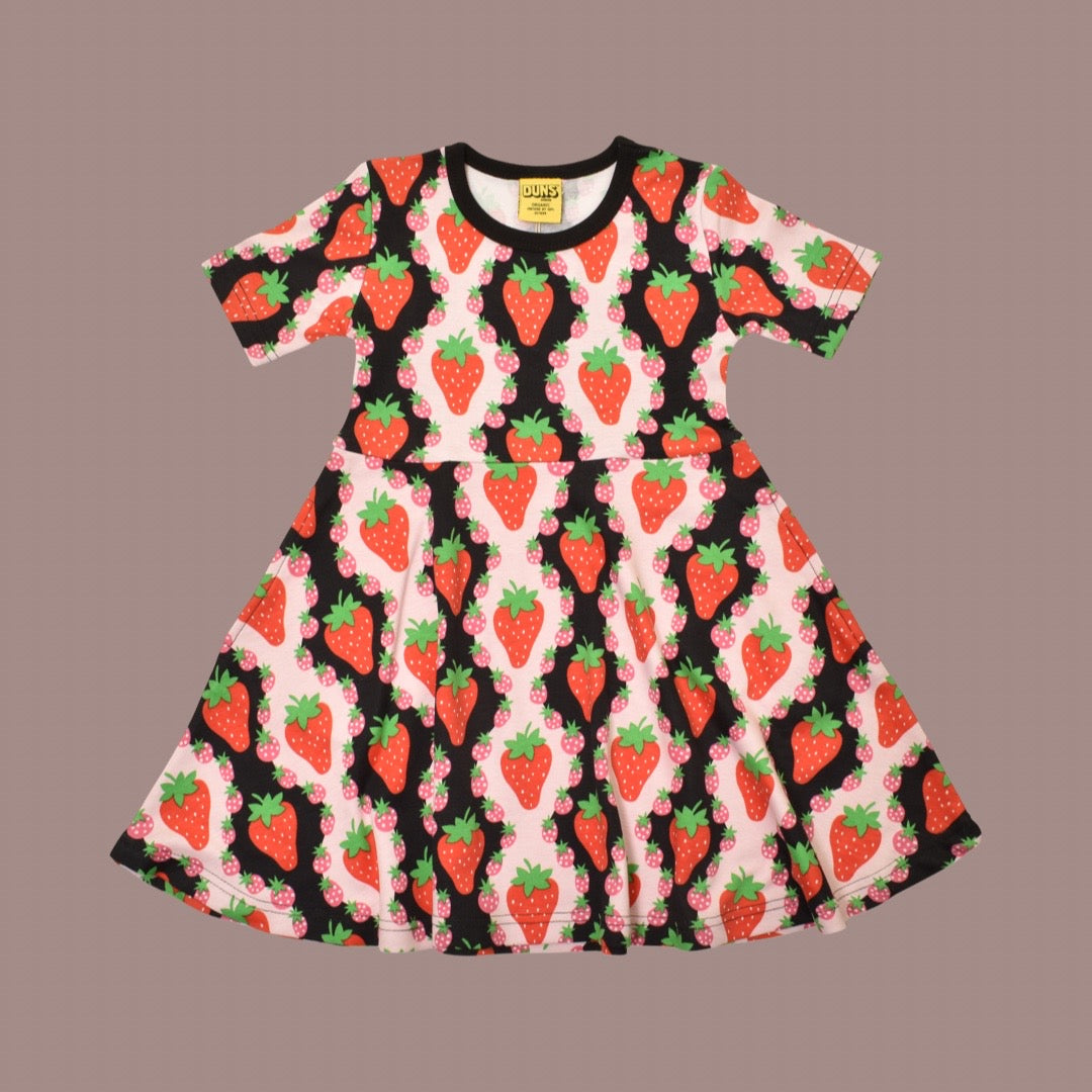 Duns Strawberries Short Sleeve Skater Dress