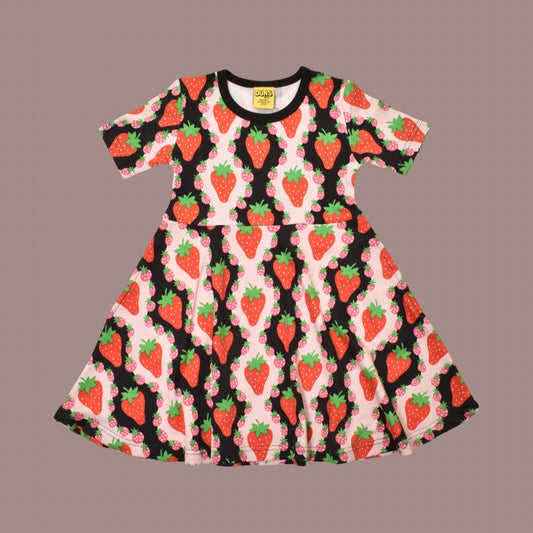Duns Strawberries Short Sleeve Skater Dress