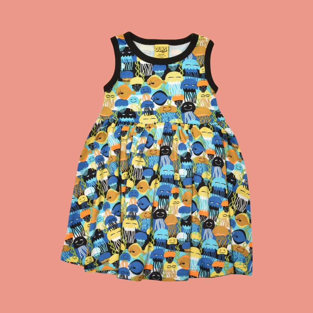 Duns Jellyfish Black Sleeveless Dress with Gathered Skirt