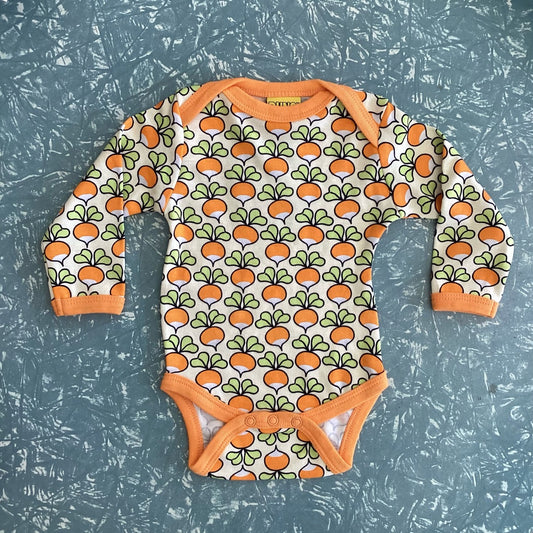 IMPERFECT: Duns Radish Yellow Long Sleeve Bodysuit - 2-4 months