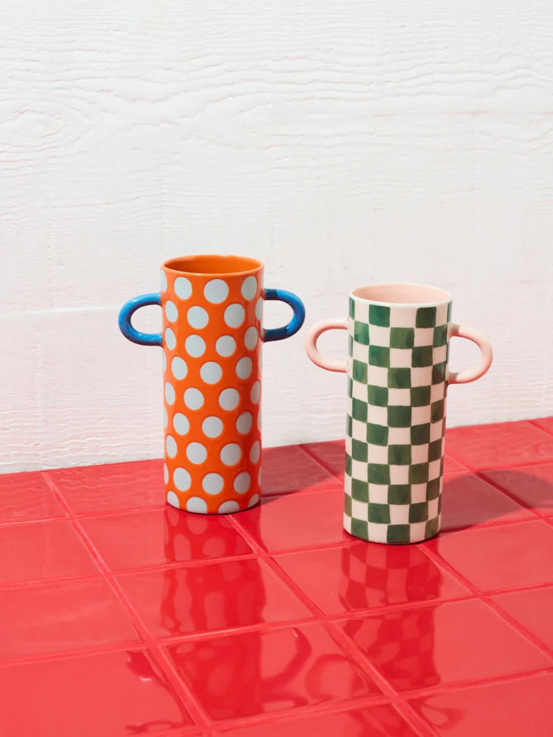 Jones & Co Giraffe Bud Vase - Red Blue Spot