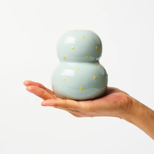 Jones & Co Fonda Vase - Pale Blue/Yellow Dotty