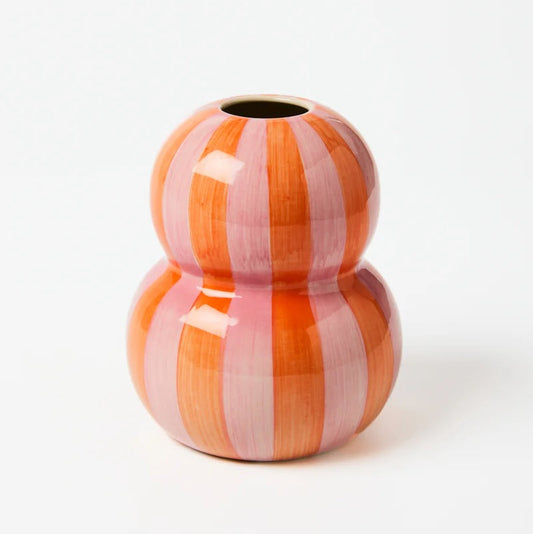 Jones & Co Fonda Vase - Pink/Orange Stripe