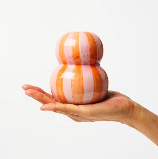 Jones & Co Fonda Vase - Pink/Orange Stripe