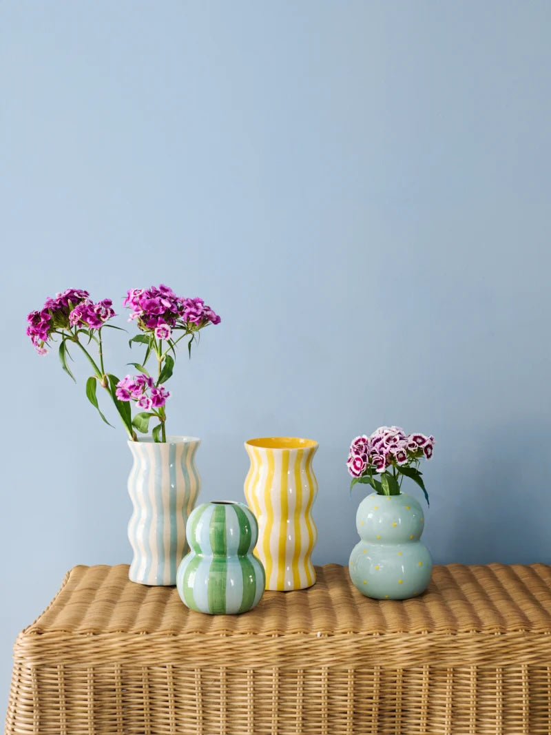 Jones & Co Fonda Vase - Pale Blue/Yellow Dotty