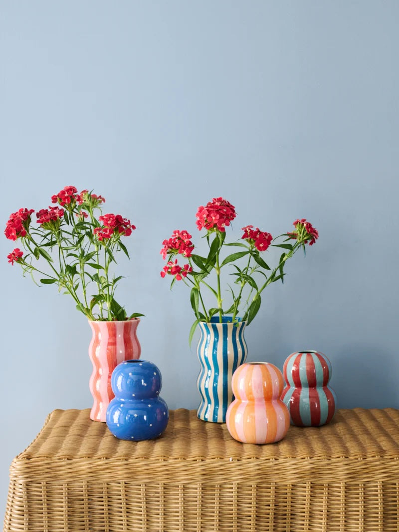 Jones & Co Fonda Vase - Pink/Orange Stripe