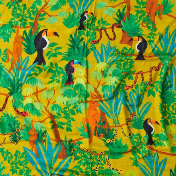 Fabric Swatch of Kip & Co Jungle Boogie Bamboo Baby Swaddle