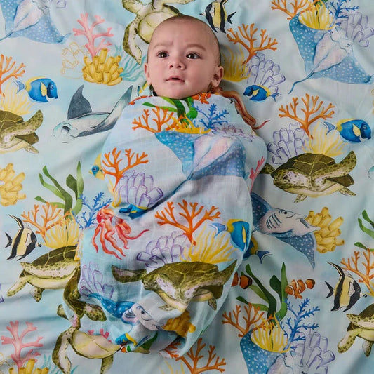 Kip & Co Reef Life Bamboo Baby Swaddle