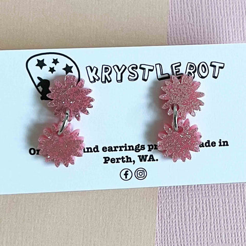 Krystlebot Starburst Mini Dangles - Pink Glitter