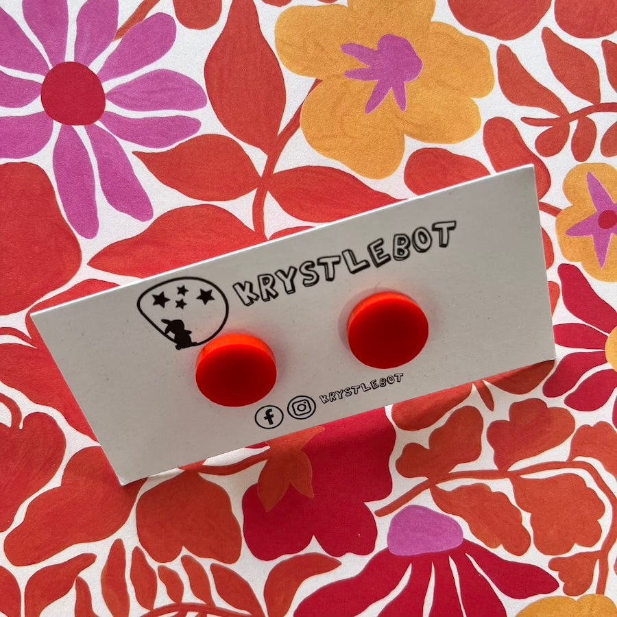 Krystlebot Circle Studs - Red