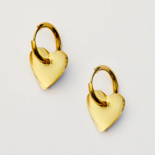 Martha Jean Marty Heart Earrings - Gold
