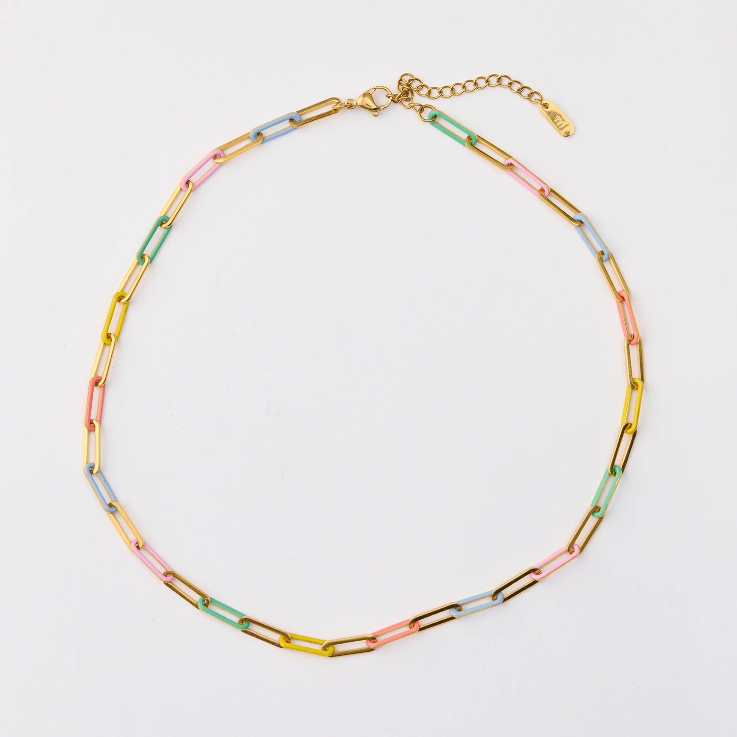 Martha Jean Rainbow Paper Chain Necklace - Gold