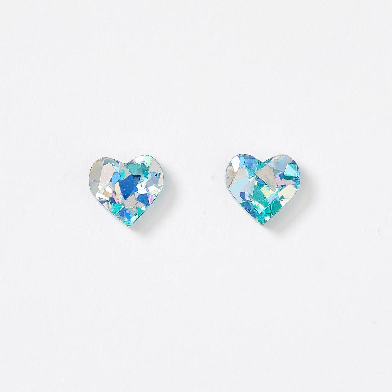 Martha Jean Mini Heart Stud Earrings - Aqua