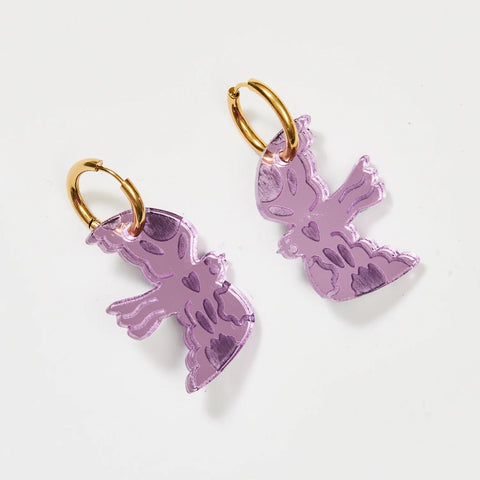 Martha Jean Large Bird Earrings - Lilac