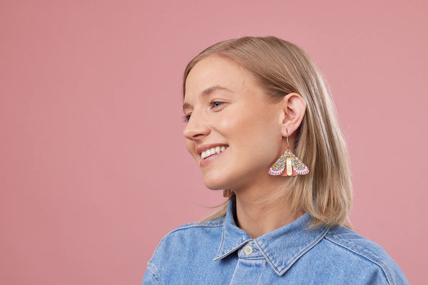 Martha Jean Moth Earrings - Gold/Multi