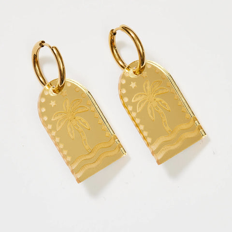 Martha Jean Palm Earrings - Gold