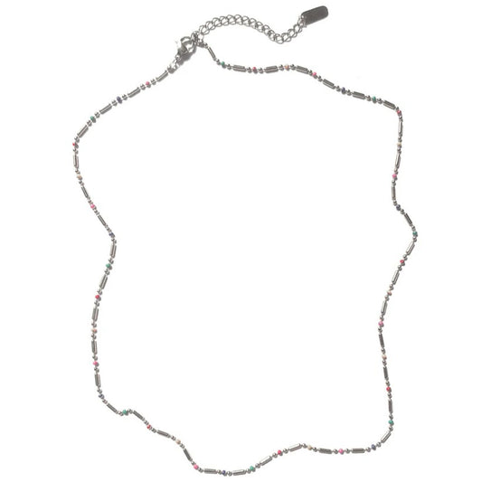 Martha Jean Rainbow Necklace Long - Silver