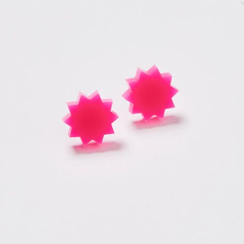 Martha Jean Star Stud Earrings - Hot Pink