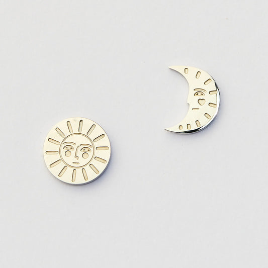 Martha Jean Sun & Moon Studs - Silver
