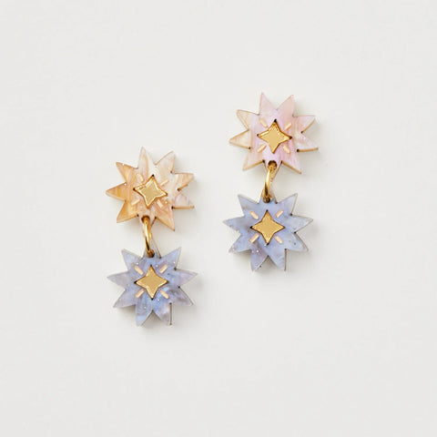Martha Jean Double Stars Earrings - Gold/Grey