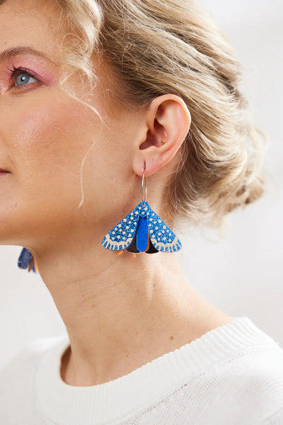 Martha Jean Moth Earrings - Indigo