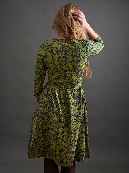 Mata Traders Callie Wrap Dress - Olive Floral