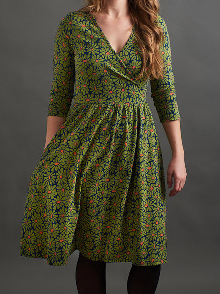 Mata Traders Callie Wrap Dress - Olive Floral