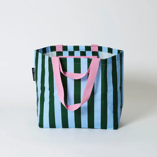 Project Ten Green Blue Stripe Medium Tote