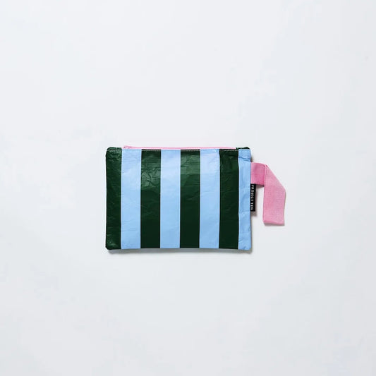 Project Ten Green Blue Stripe Mini Zip Pouch