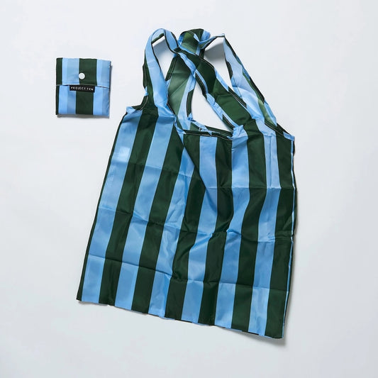 Project Ten Green Blue Stripe Pocket Shopper