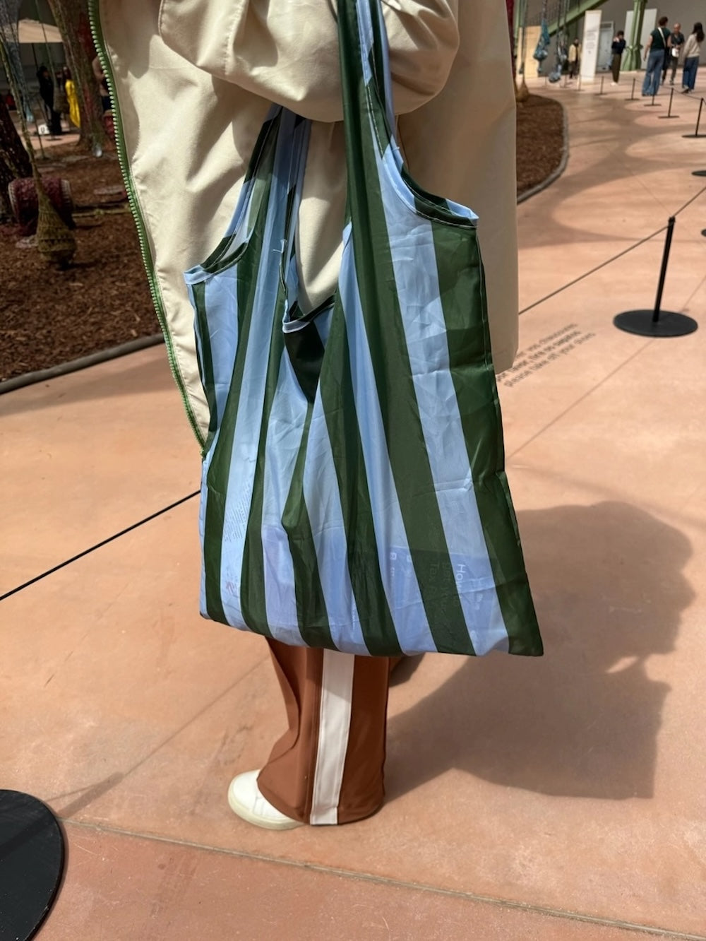 Project Ten Green Blue Stripe Pocket Shopper