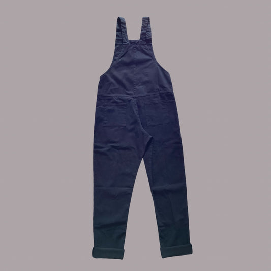 Back view of Rebel Romance Stretch Twill Dungarees in Jet Black