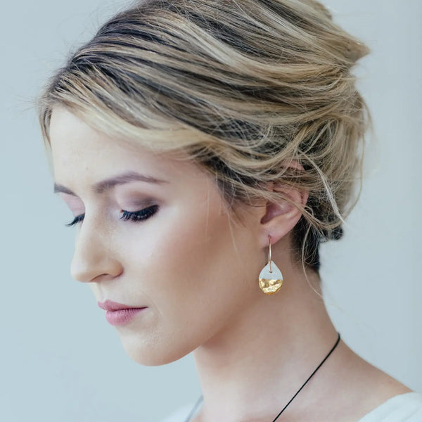 Renée Waters Teardrop Hoop Earrings - White