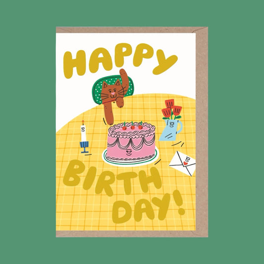 Rumble Cards Happy Birthday Cat & Cake Card