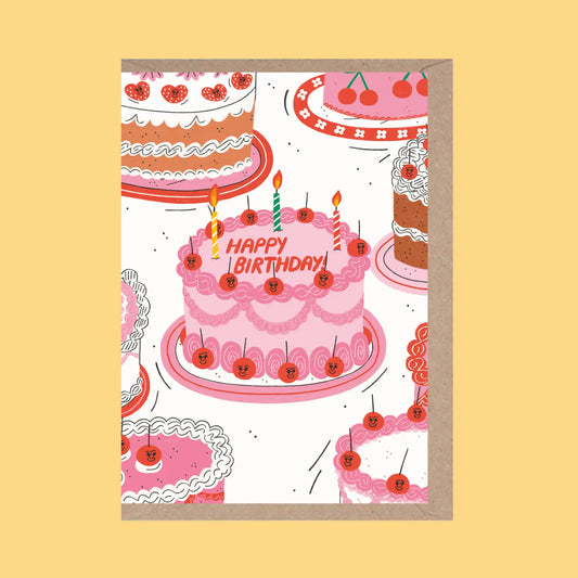 Rumble Cards Happy Birthday Pink Cake Card