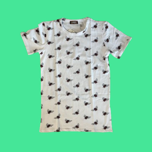 Flatlay of Run and Fly Bee Tee Shirt in White