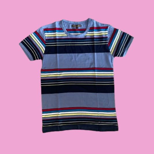Flatlay of Run and Fly Blue Stripe Tee
