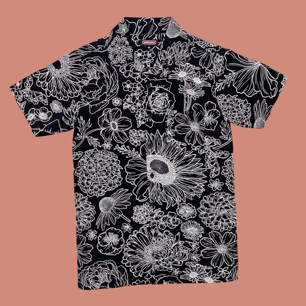 Run & Fly Black/White Floral Linework Shirt 