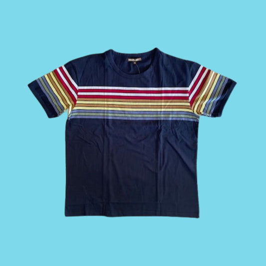 Flatlay of Run and Fly Retro Navy Stripe Tee