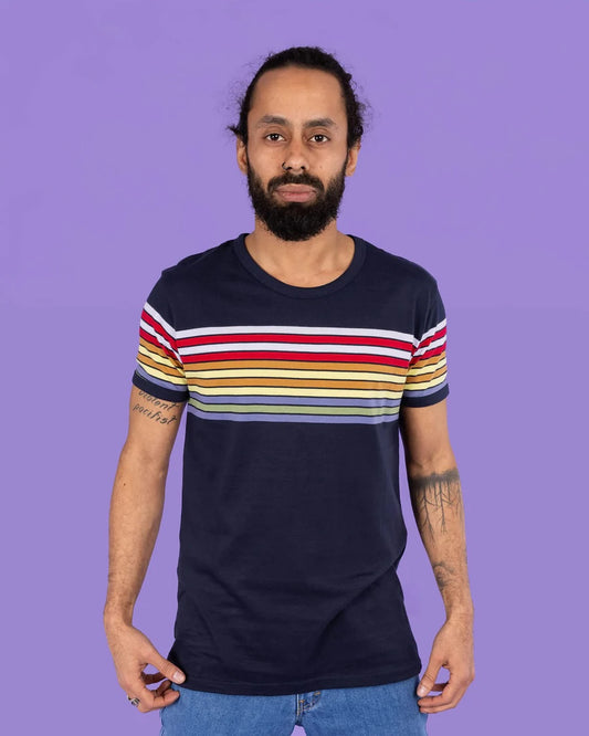 Run and Fly Retro Navy Stripe Tee