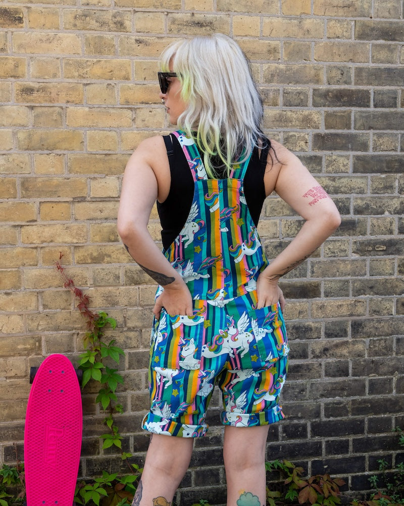 Run and Fly Unicorn Short Dungarees