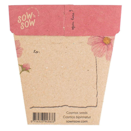 Back of seed packet with an area to write a message.