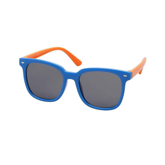 Unity Kids Two Tone Sunglasses - Blue/Orange. Frame is blue and the temples are orange.