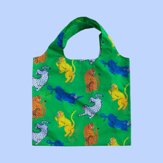 Yellow Owl Workshop Art Sack Shopping Bag - Wild Cats by Kristina Micotti